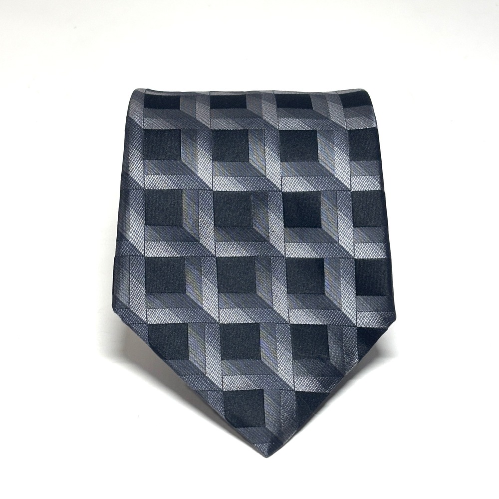 Arrow Necktie Mens OS Black Grey Geometric‎ 3D Silk Classic Business Corporate